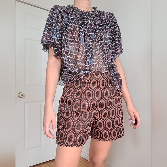 Isabel Marant Geometric Patterned Bohemian Silk Blouse - Picture 1 of 12